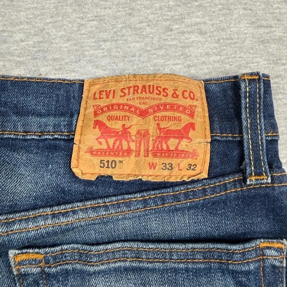 Levis 510 Skinny Fit Jeans Mens 33x32 Medium Wash Blue Denim 05510-0719